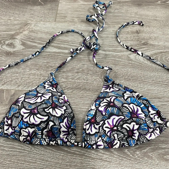 NWT J. Crew High Rise Waist and Triangle Top Bikini Swimsuit Blue Floral S - Picture 12 of 16